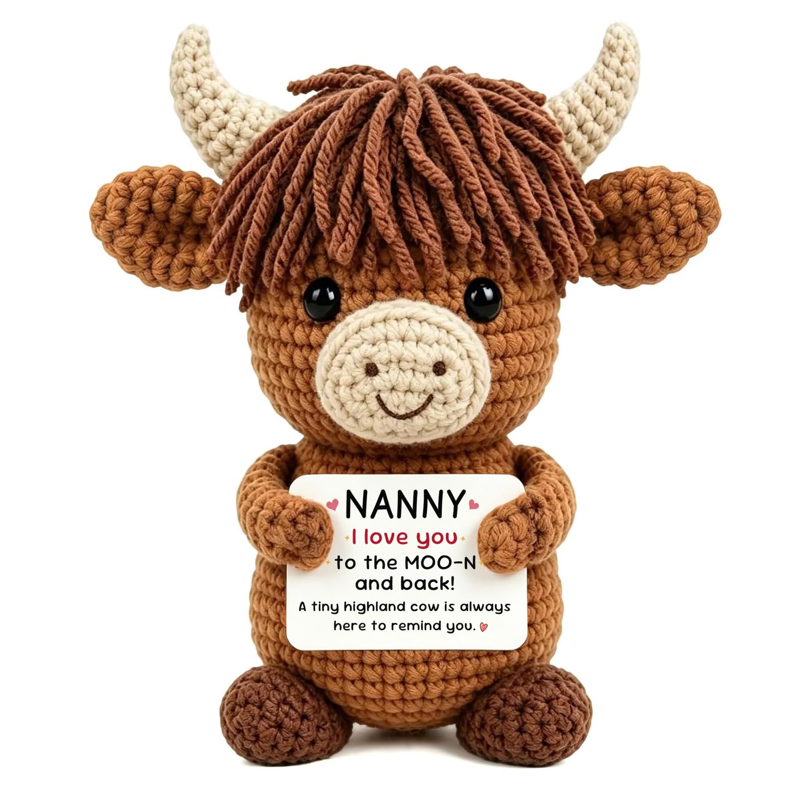Nanny Gifts, Handmade Crochet Highland Cow, Nanny Birthday Gifts from Grandchildren, Highland Cow Gifts for Women, Emotional Support Gift for Nana Nan Mother's Day — image 1