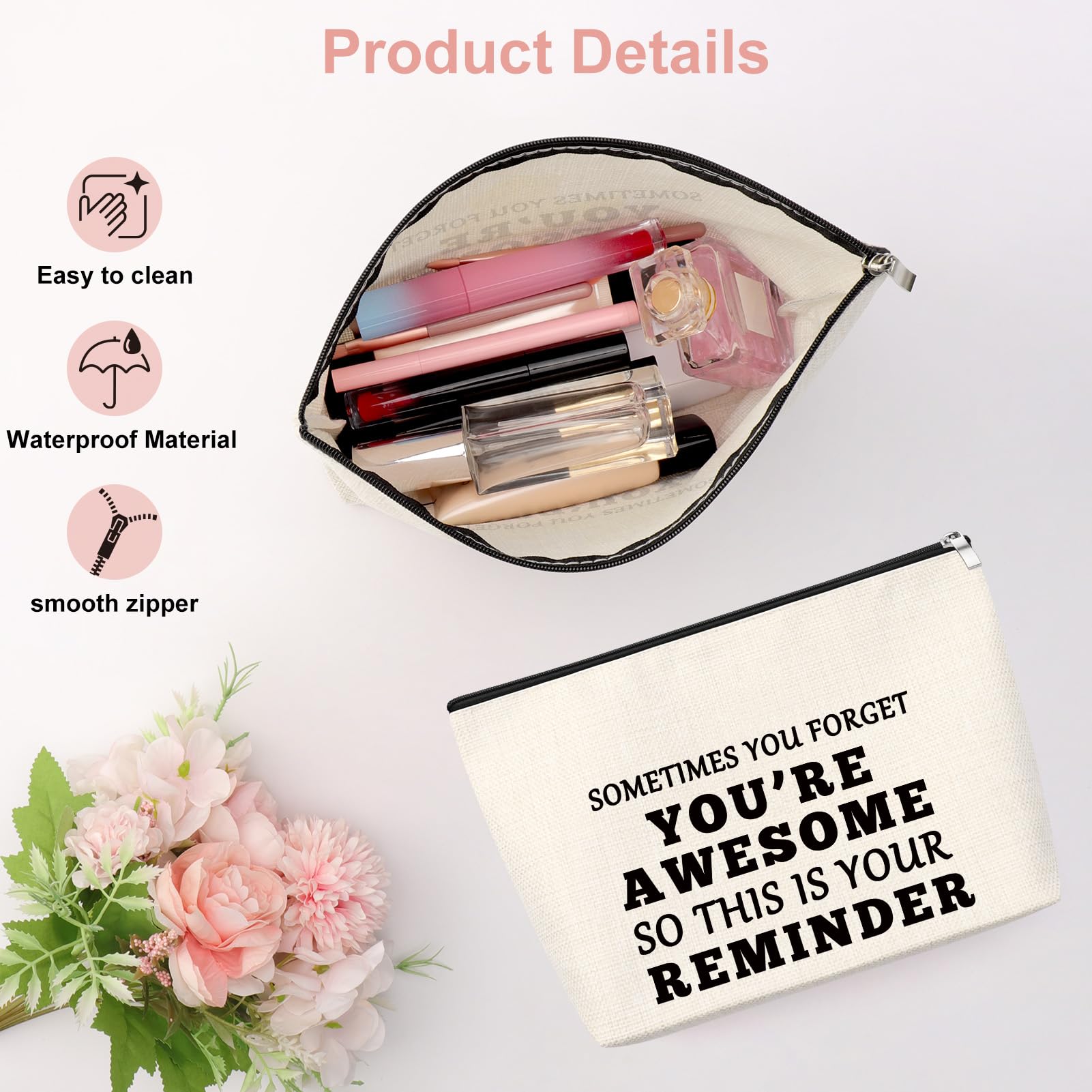Appreciation Gifts for Women Coworkers Motivational Makeup Bag Gifts for Employees Boss Thank You Gifts for Teachers Friends Wife Daughter Sister Cheer Up Gifts for Women Cosmetic Bag - Image 3