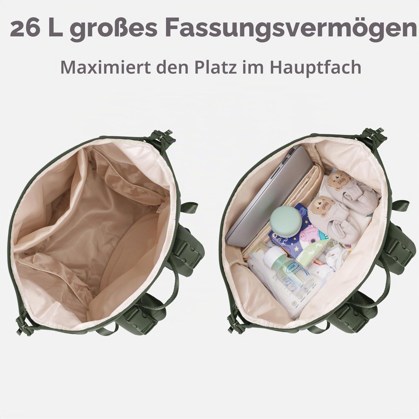 CEI-CEI Neopren Wickelrucksack Große Wickeltasche für Neugeborene, wasserdichter Reise-Rucksack für Mama und Papa mit isolierten Fächern und Wickelunterlage