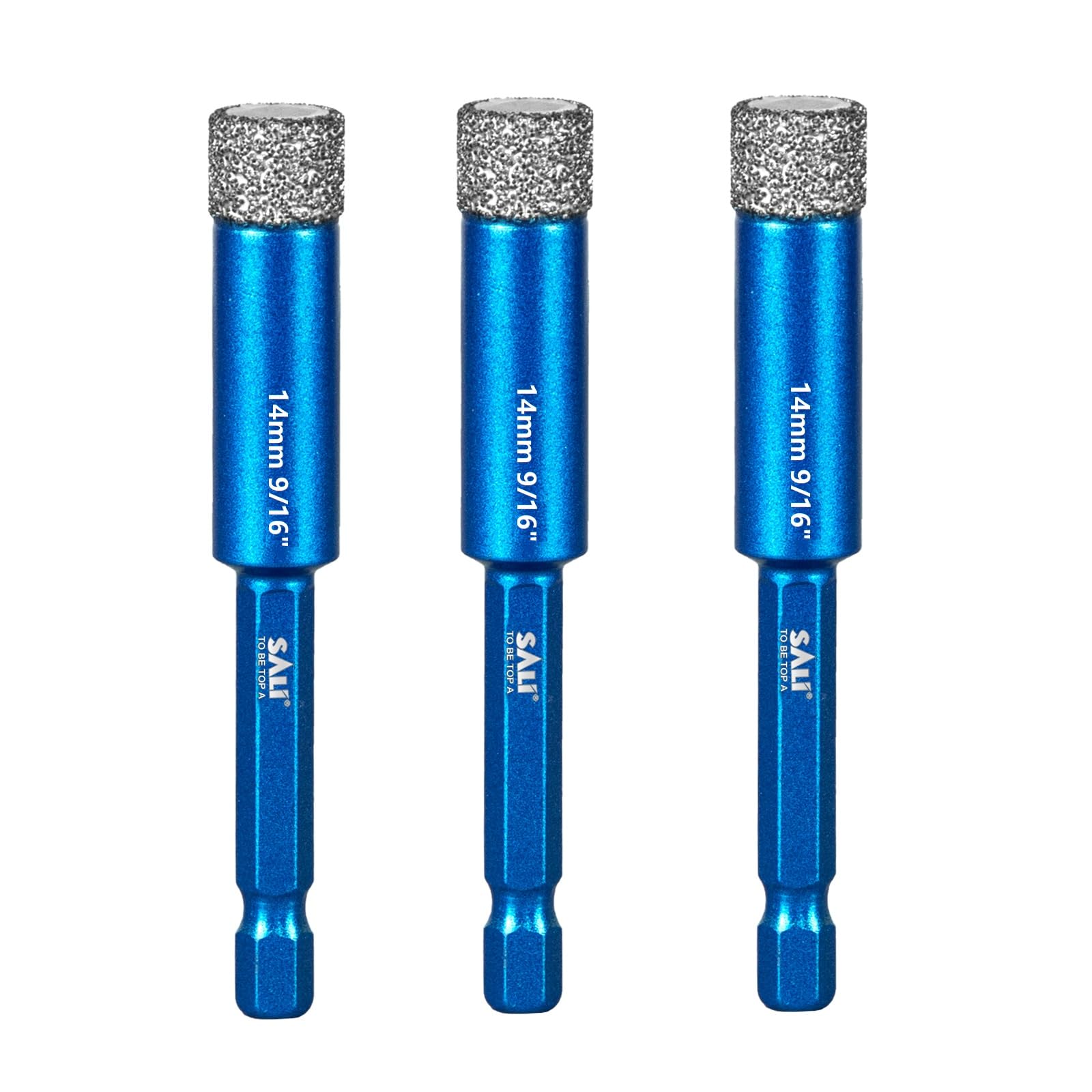 Diamant Trockenbohrer Fliesenbohrer 14mm mit Sechskantschaft 3 Stücke Glasbohrer Feinsteinzeug Bohrer zum Bohren von Fliesen, Glas, Keramik, Porzellan, Granit, Mauerwerk, Marmor uvm