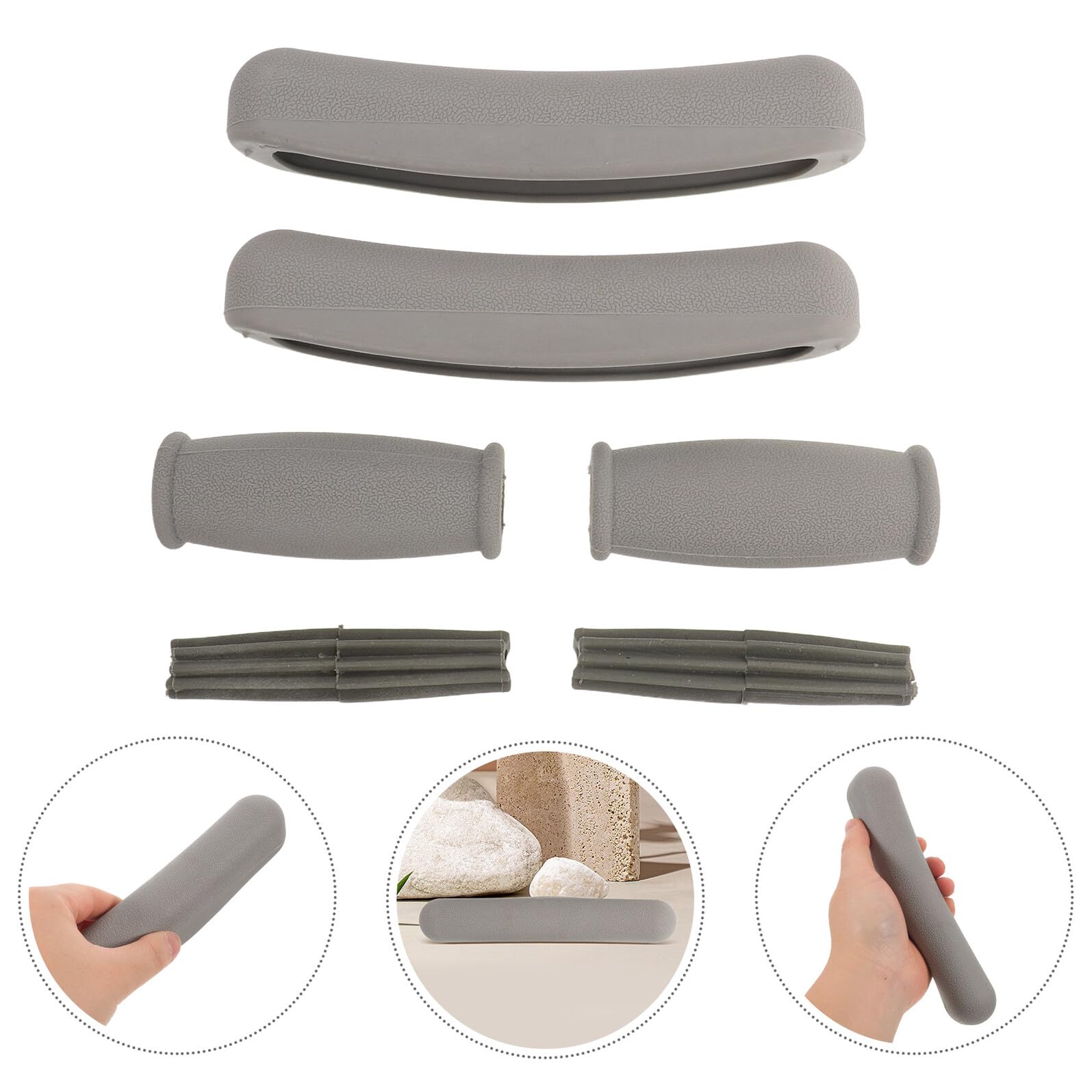 Accesorios para Muletas Axilares, Agarre de Goma Antideslizante 6 Piezas | Compatible Andador, Juego de 1 Set, Uso Exterior, Repuesto para Empuñadura