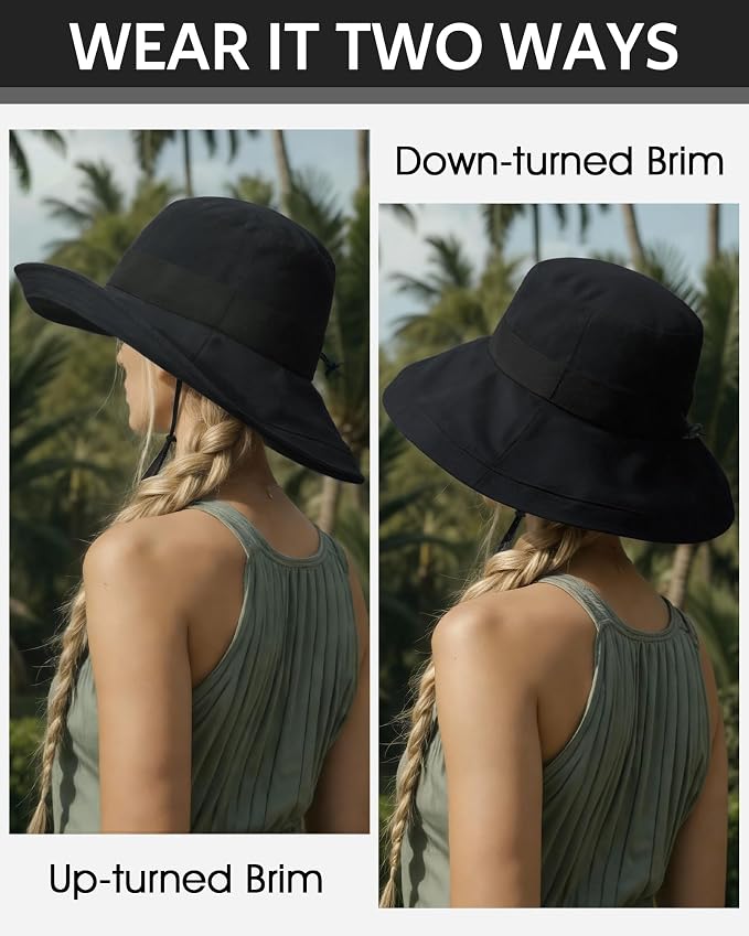 Sombreros de verano para mujer con protección UV, impermeables y de ala ancha miniatura 3