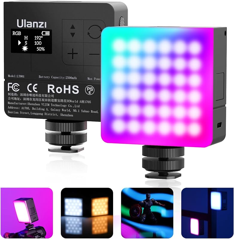 VL49 Pro RGB Video Light, Mini Rechargeable LED Camera 360° Full Color Portable,2500-9000K Dimmable LED Panel Lamp w LCD Display,Photography Lighting Support Magnetic Attraction