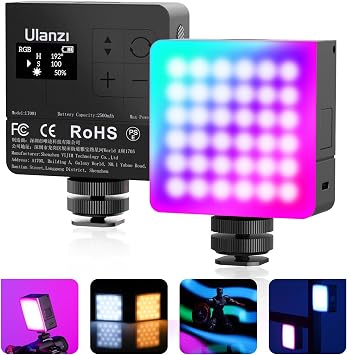 ULANZI VL49 Pro RGB Video Light, Mini Rechargeable LED Camera 360 Full Color Portable,2500-9000K Dimmable LED Panel Lamp w LCD Display,Photography Lighting Support Magnetic Attraction