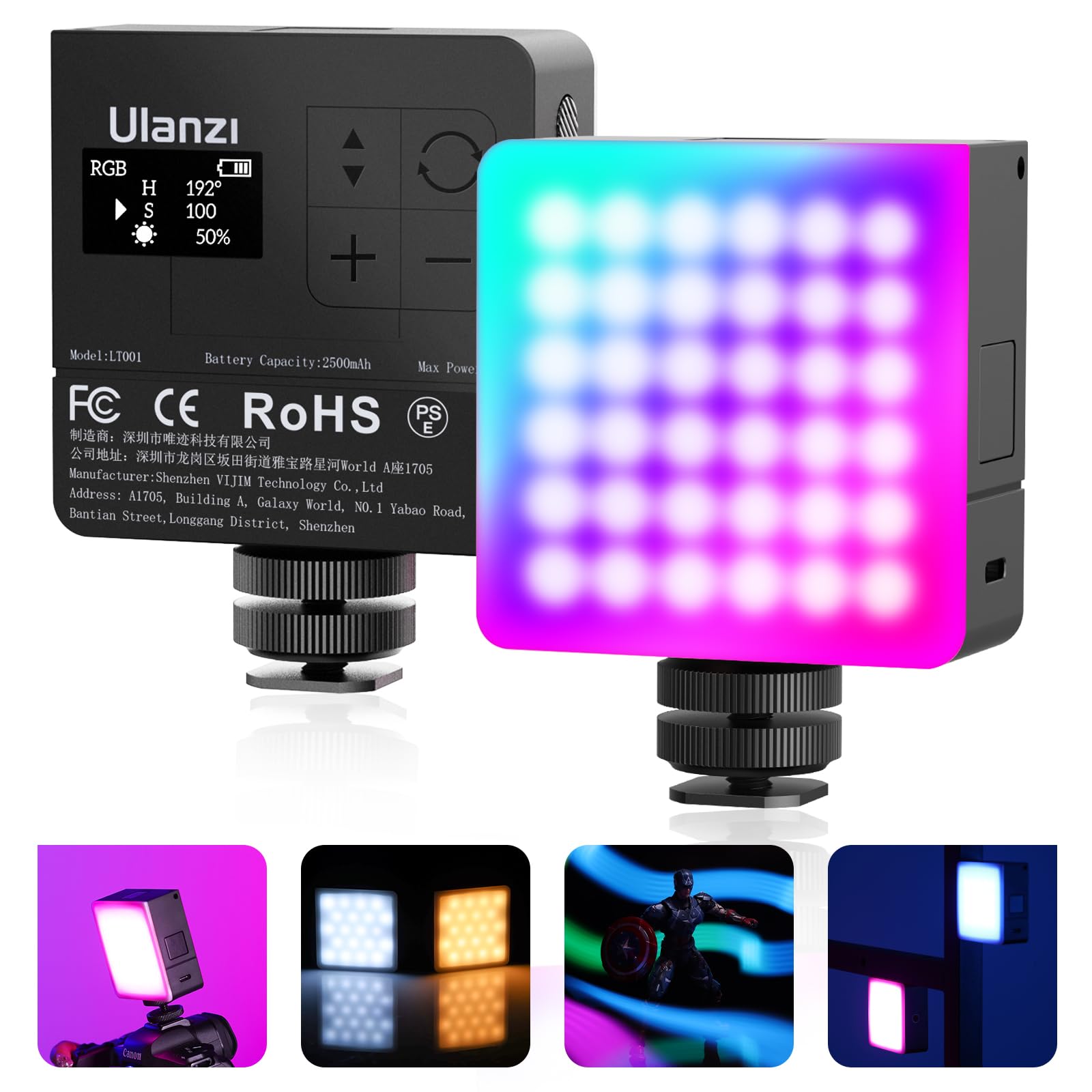 ULANZI VL49 Pro RGB Video Light, Mini Rechargeable LED Camera 360° Full Color Portable,25…