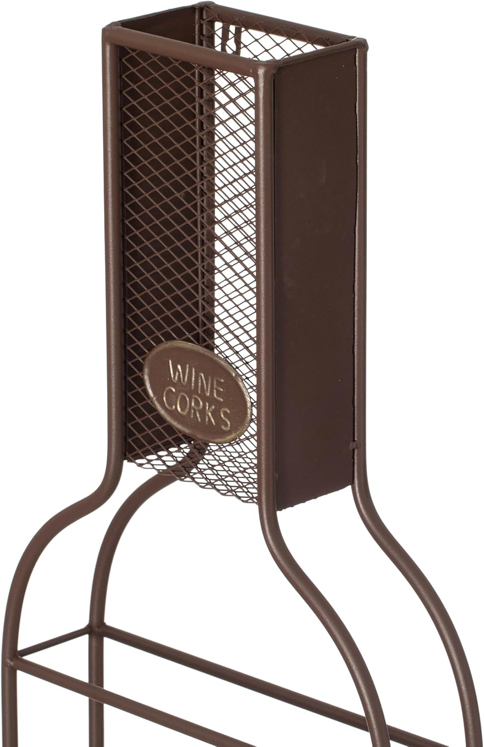Vintiquewise Decorative Wall-Mounted 7-Bottle Metal Wine Rack with Mesh Cork Catcher, Stylish Champagne, White, and Red Wine Storage for Living Room, Kitchen, Dining Room, and Bar Décor, Brown