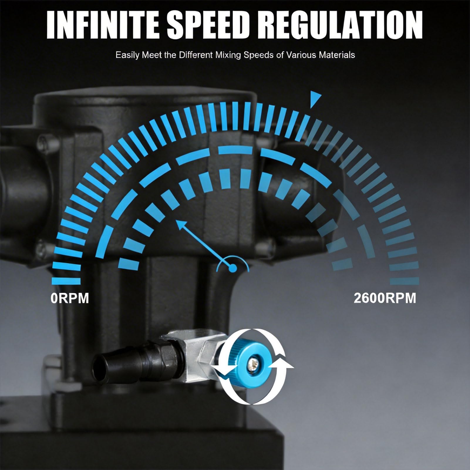 Miscelatore pneumatico per vernice, 1/4HP a velocità variabile con altezza regolabile per prodotti chimici, vernici, intonaco e inchiostro, capacità 20 litri