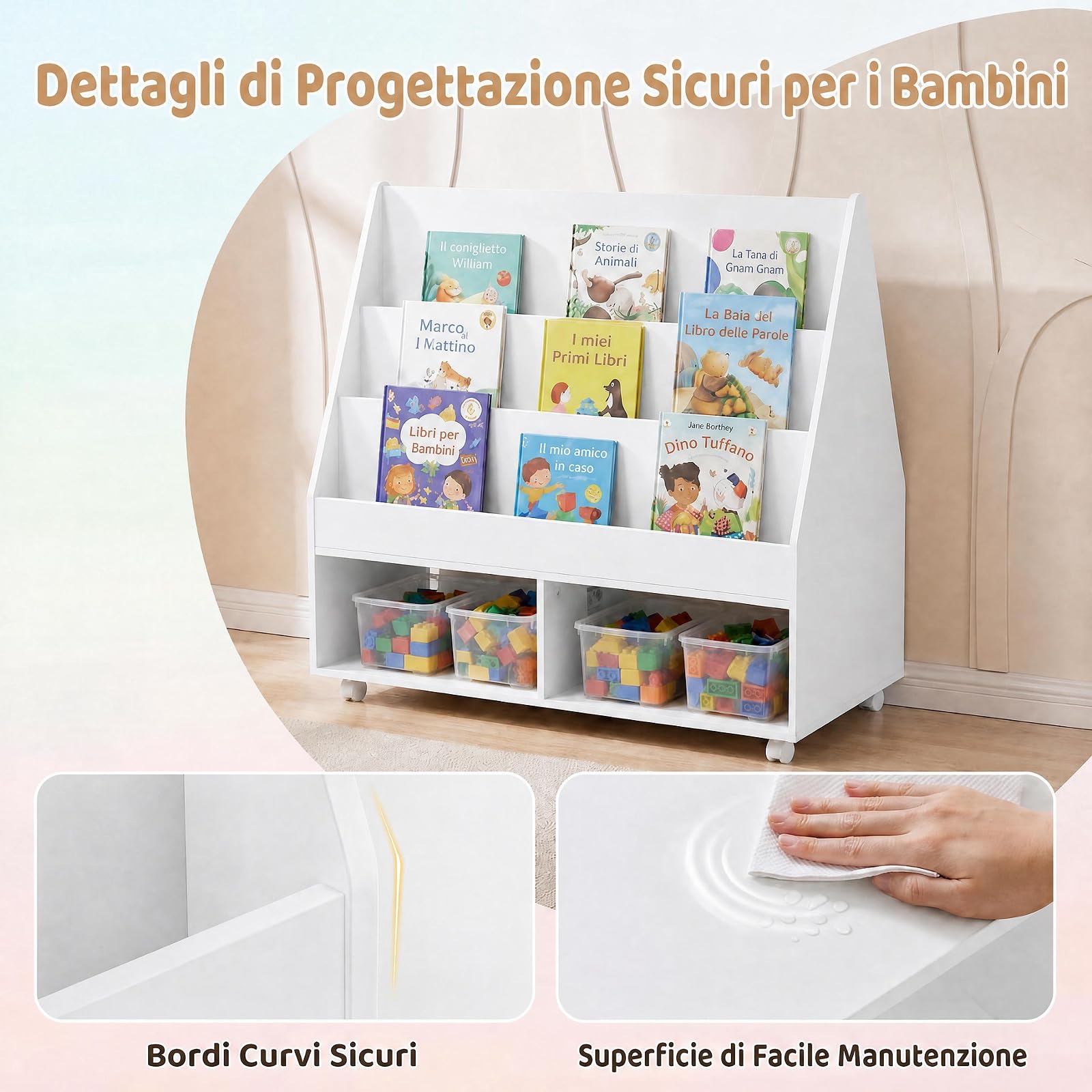 RELAX4LIFE Libreria Montessoriana per Bambini con Lavagna (Bianco)