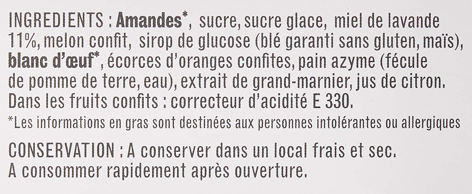 Les Ruchers du Luberon - Réglette de 10 Calissons d’Aix 115g - Recette au Miel de Lavande de Provence