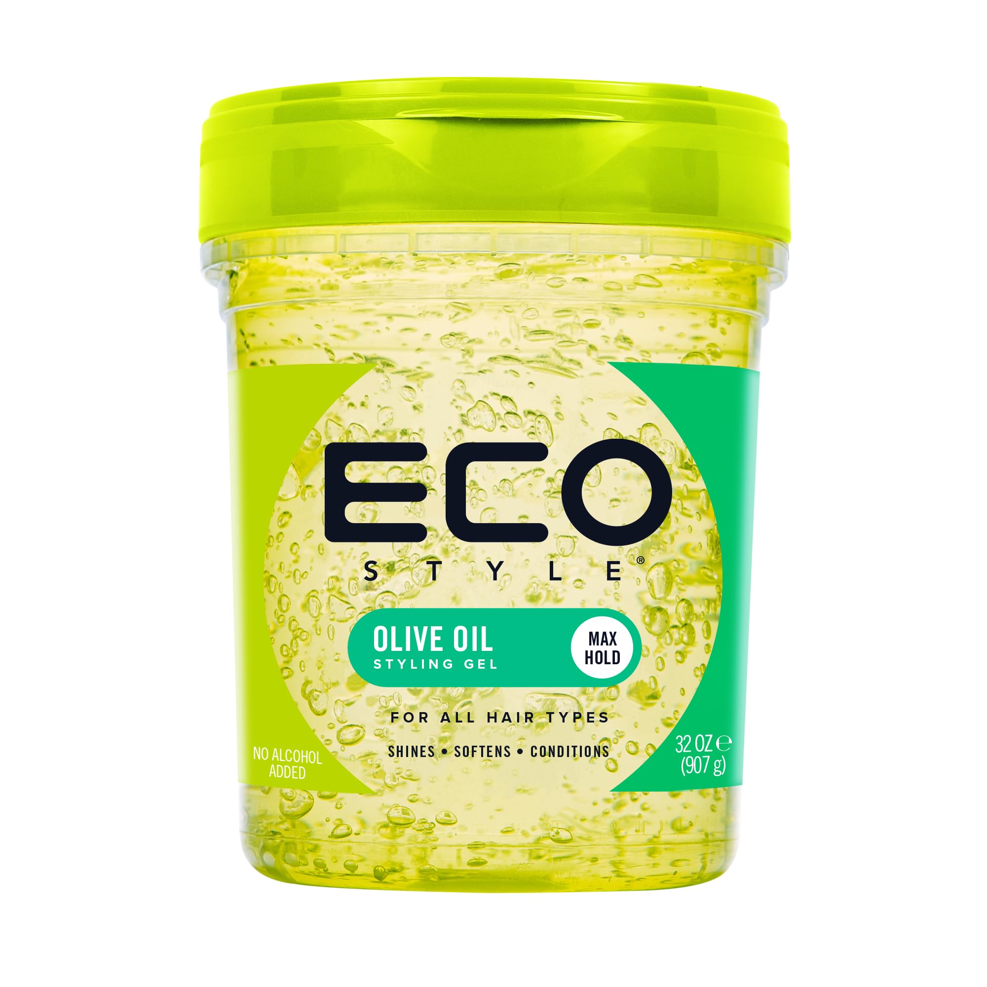 Eco Style Olive Oil Hair Gel, Maximum Hold, Alcohol-Free, Vegan, 946 ml