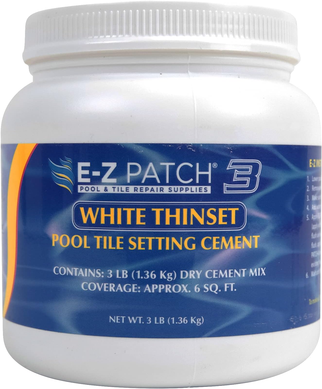 3 Thinset Pool Tile Setting Cement - White - 3lbs EZP-132