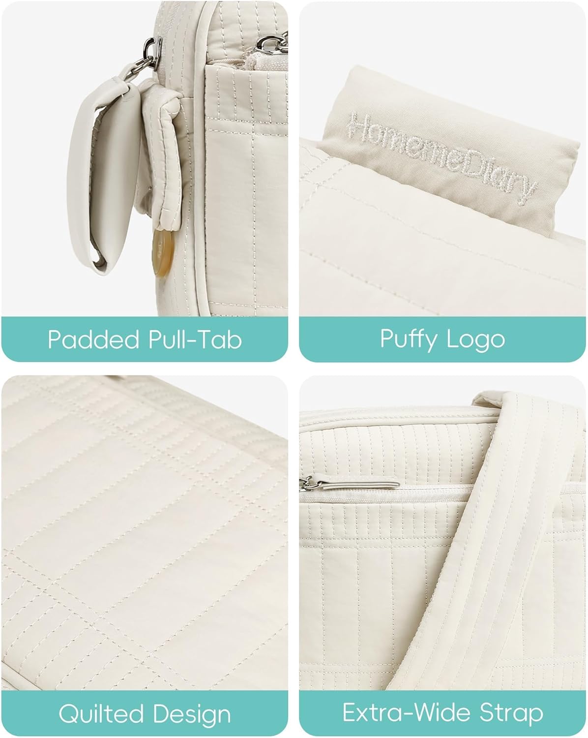 HomemeDiary Small Puffer Crossbody Bags for Women, RFID Travel Quilted Shoulder Purses, Puffy Handbags with Wide Strap - Image 8