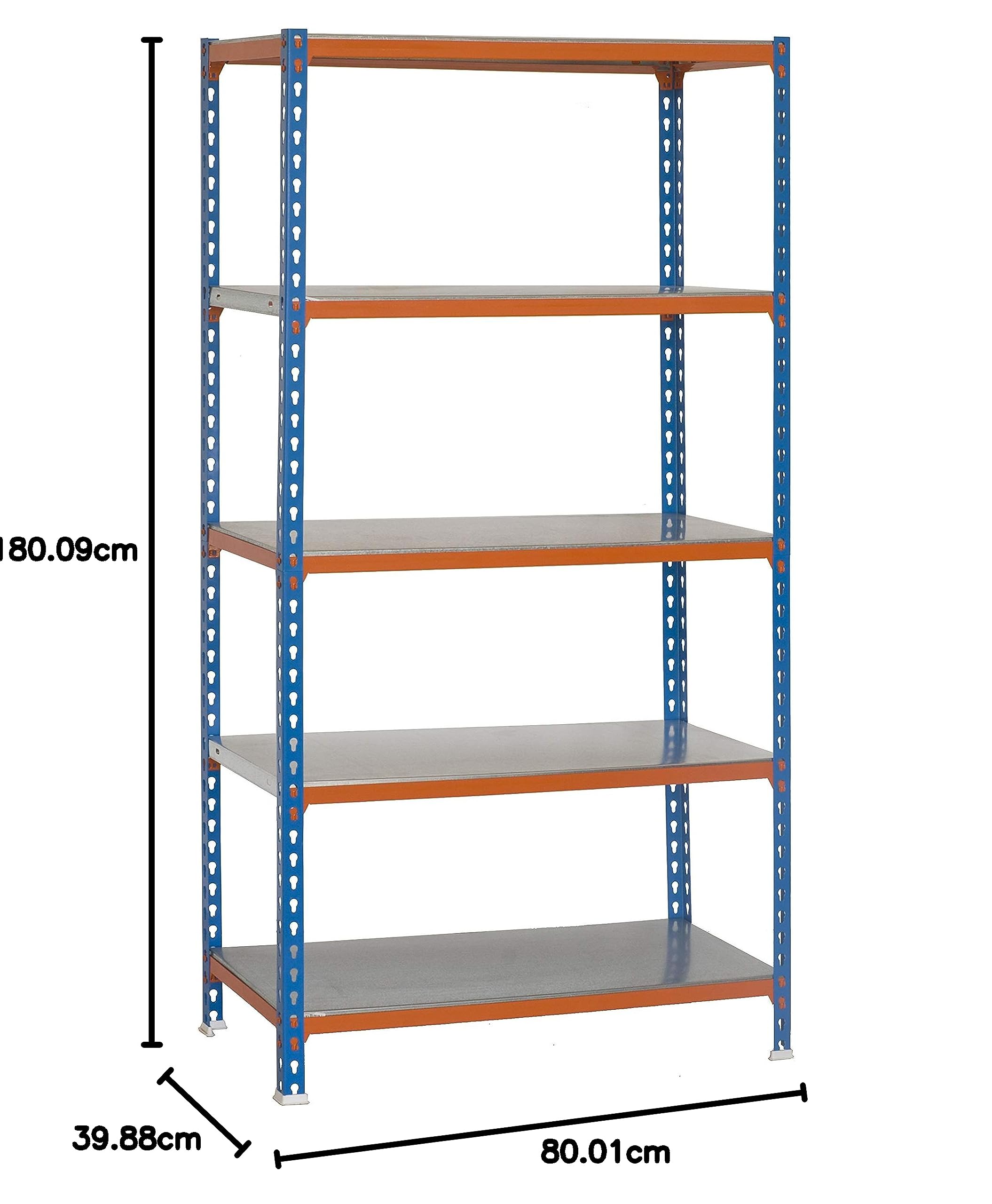Image secondaire de Étagère de Rangement Semiprofessionnelle Simon Rack - 5 Niveaux, 180 kg, 1800x800x400 mm, Bleu/Orange
