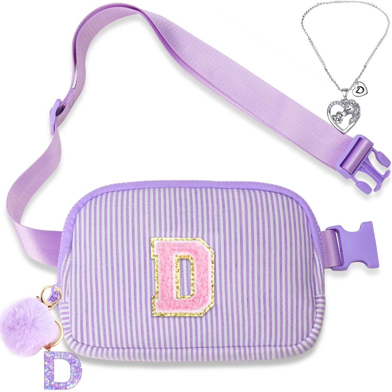 Belt Bag Fanny Pack for Girls - Women Initial Crossbody Bag for Birthday Gifts with Letter Patch Cute Graduation Gifts for Teens Kids Daughter Sister