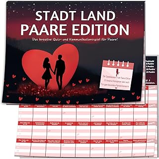 Stadt Land Paare Edition Spiel, Geschenk Valentinstag für sie ihn , Valentinstagsgeschenk Hochzeitstag Jahrestag Geschenk für Männer Frauen Freund, das Liebe ich an dir Kartenspiel, Partner Paarzeit