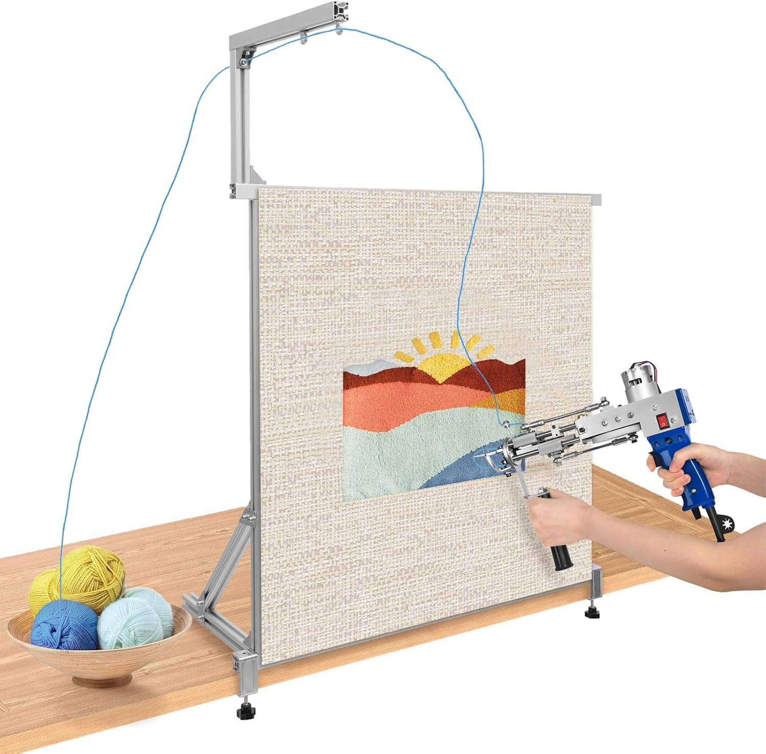 tonchean Rug Tufting Frame Kit 35.5''x35.5'' Aluminum Metal Tufting Frame for Rug Making Adjustable Tufting Cloth Stand for Carpet Making, Tufting Supplies