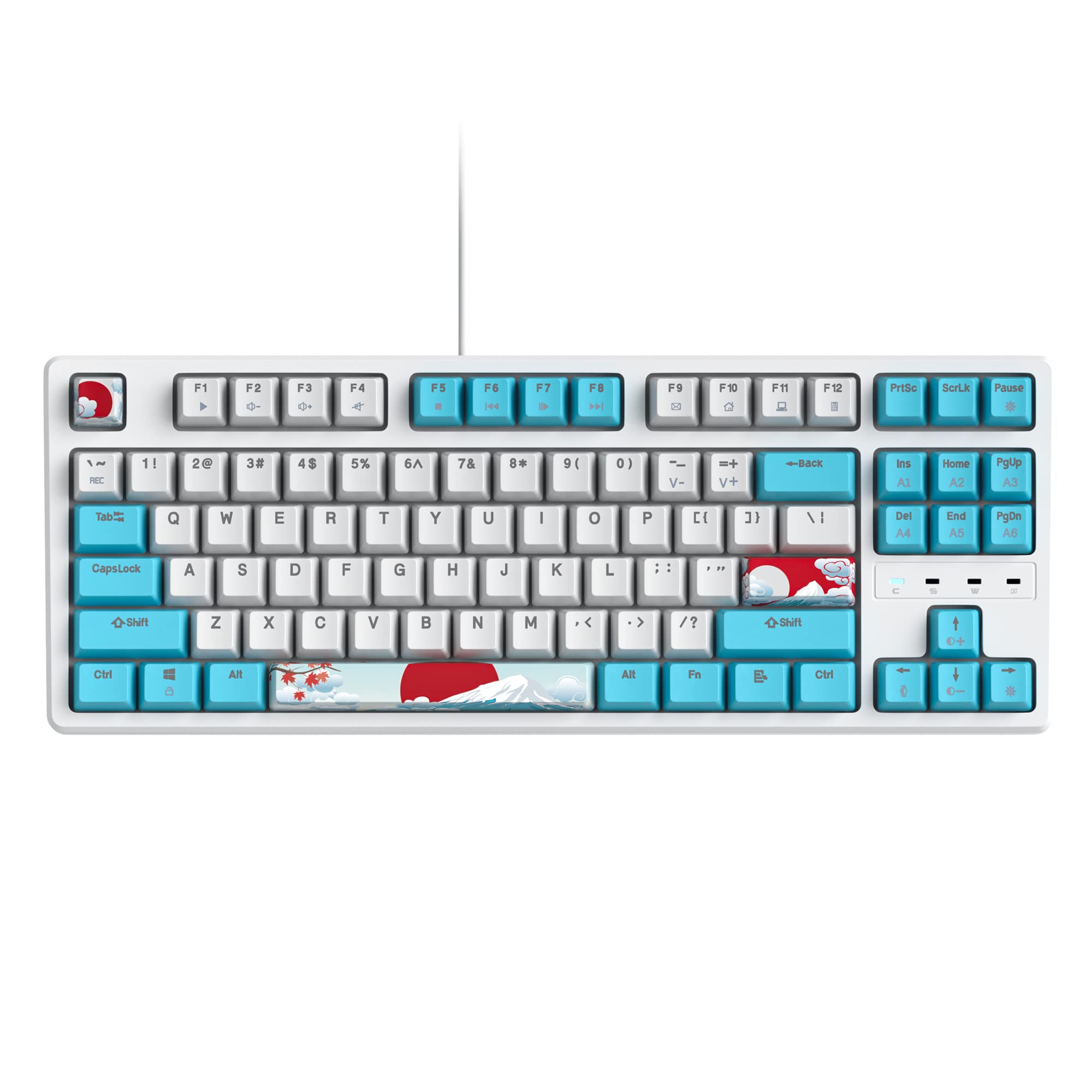 Teclado mecánico 60% para juegos RGB con cable 60% con teclas retroiluminadas PBT para jugadores de PC con Windows (interruptor 87 mar/rojo)