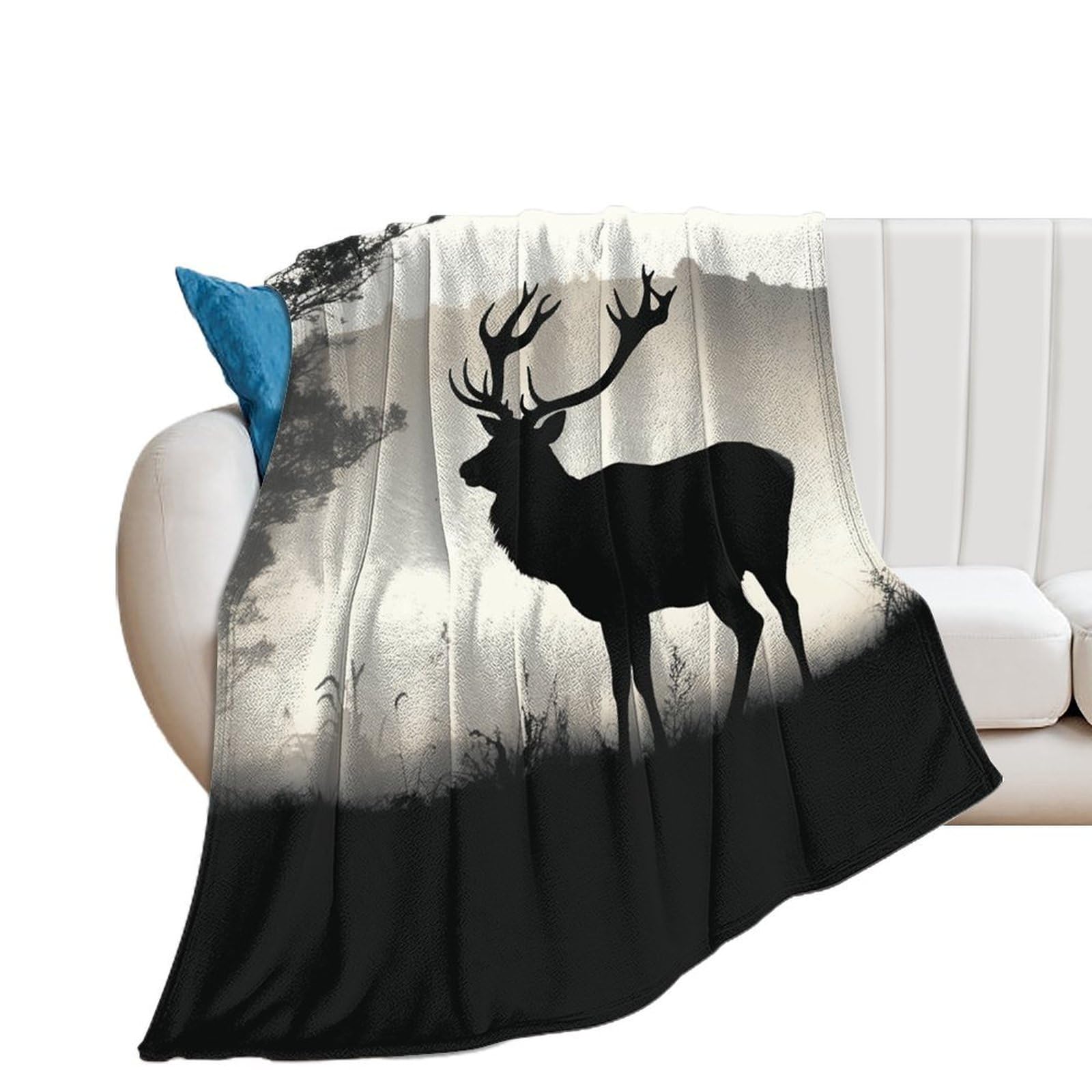 Couverture extra large en flanelle de microfibre motif cerf