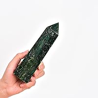 Vista 94 de JIC Gem Extra Large Rare Dendritic Jade Crystal Tower Natural Quartz Crystal Tower Point Wand Large Crystals and Stone Energy Crystal Wand Home