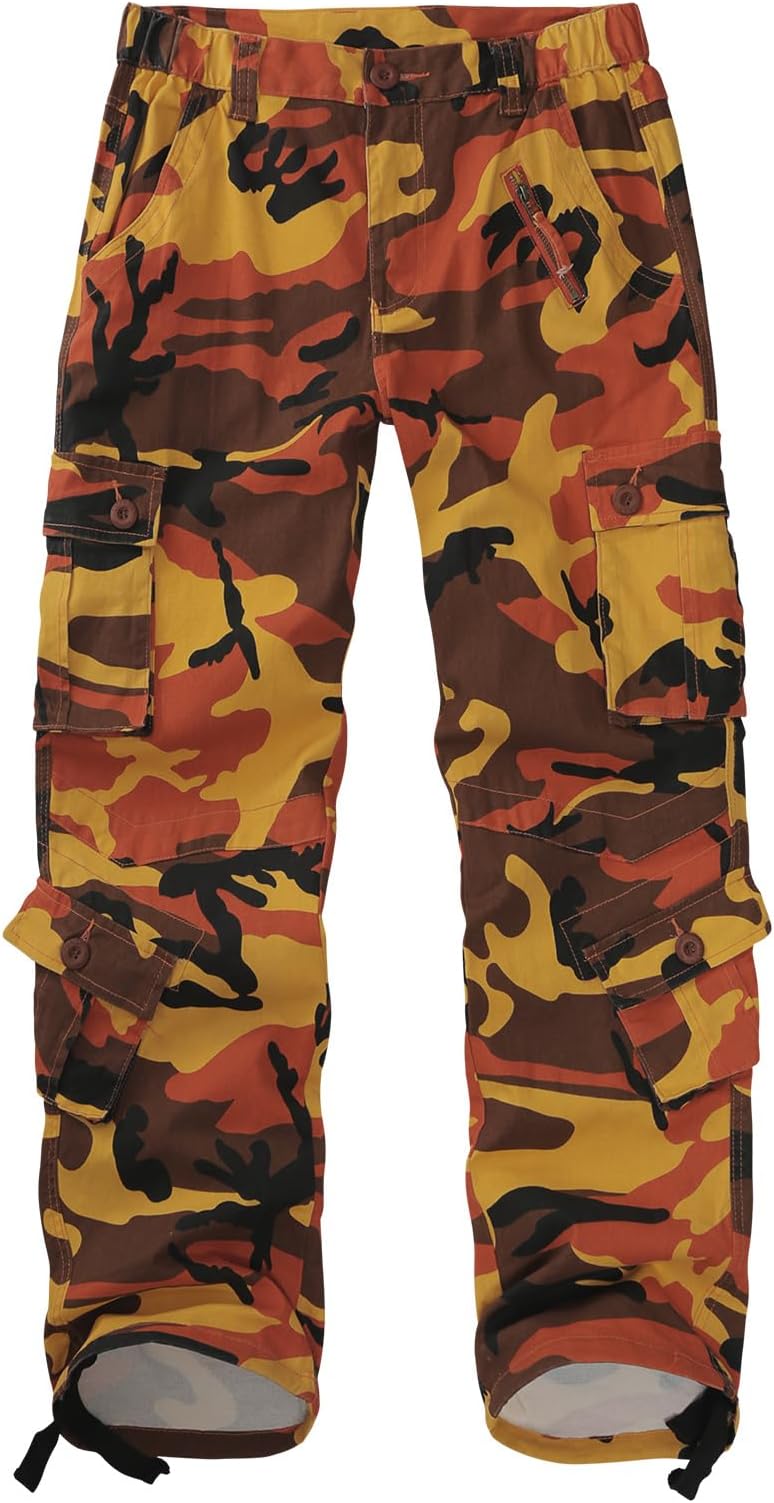 Camo Cargo Pants for Women Mid-Rise Comfort Casual Pants Baggy Stretchy Camouflage Trousers Y2K Streetwear