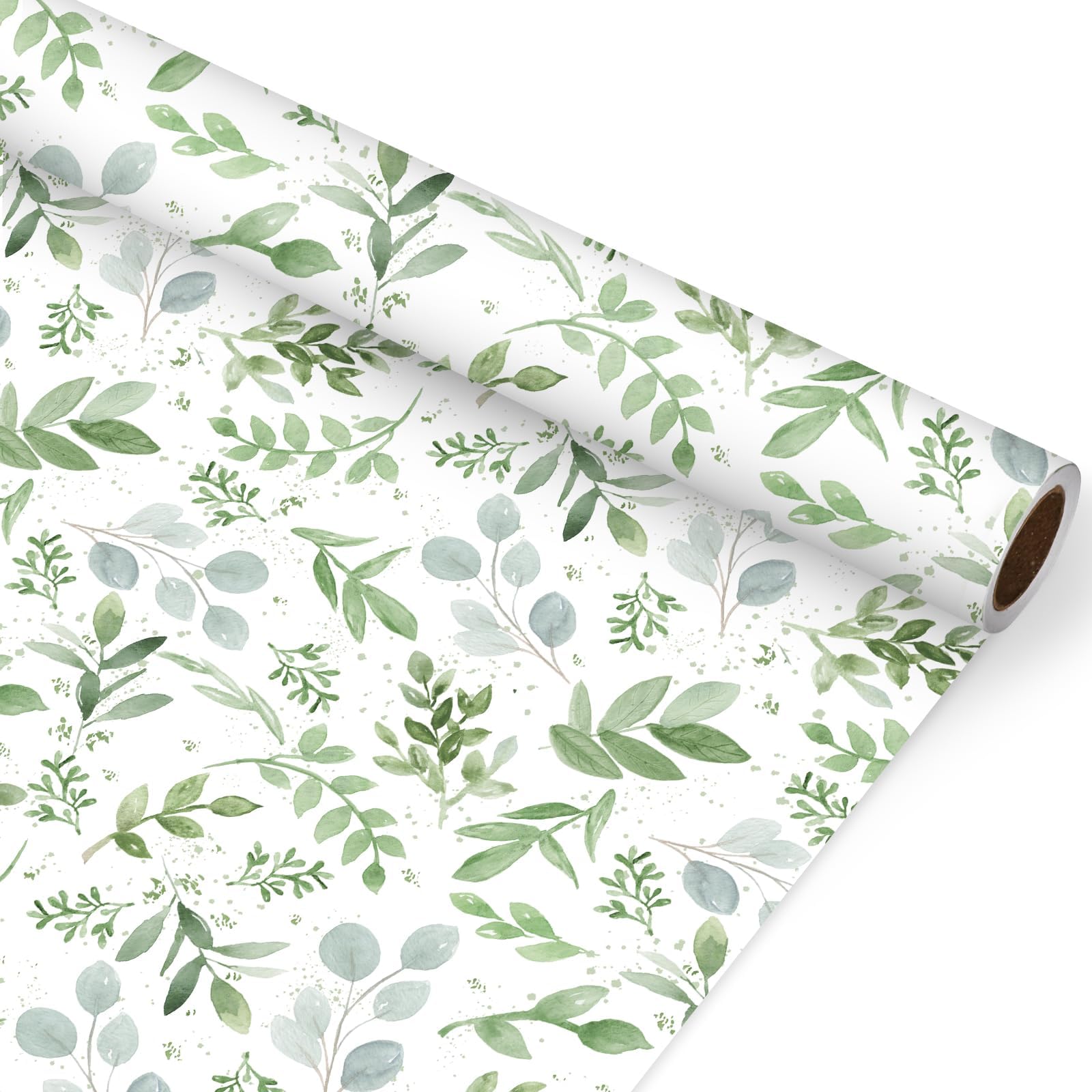 JarThenaAMCSGreenery Wrapping Paper Roll 16.9 In x 32.8Ft Green Leaves Gift Wrap Paper Spring Decorative Art Paper for Baby Shower Birthday Gift Packing Supplies