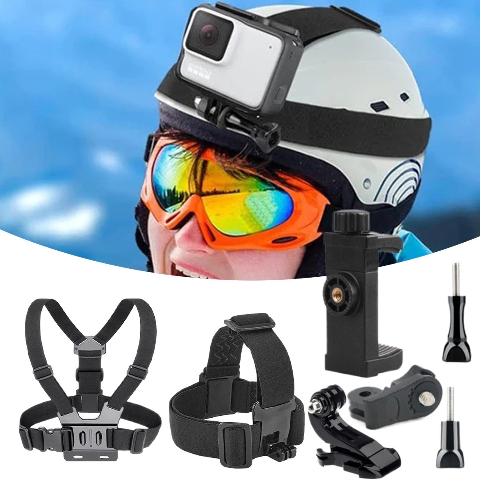 Support de poitrine pour caméra d'action réglable, kit de support de téléphone confortable, idéal pour la course, la natation et les activités intérieures et extérieures