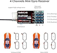Vista 4 de Radiolink R4FGM V2.2 3.4Ghz 4 canales RC Gyro Receptor para Mini RC Cars 1,312.3 ft Control de largo alcance para control remoto RC RC8XRC6GS