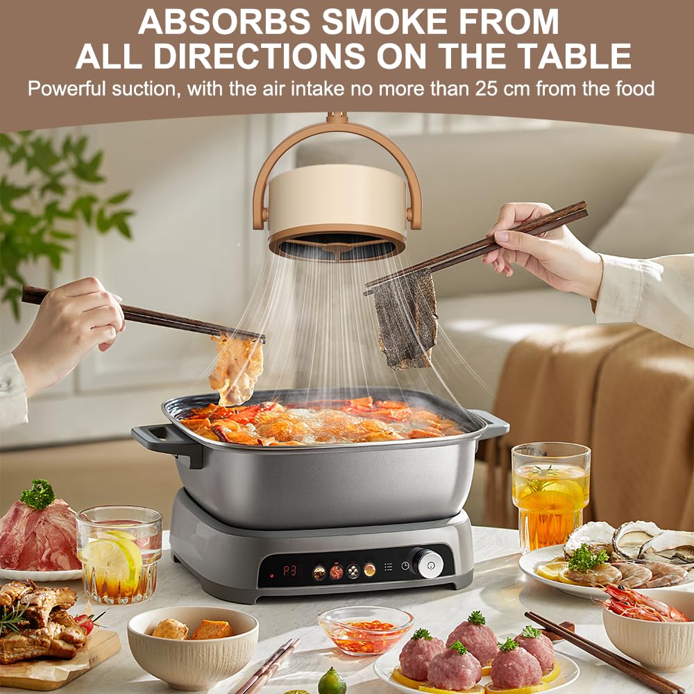 Ventola aspirante portatile, aspiratore USB da cucina con 10 spugne filtranti sostituibili, mini cappa da tavolo, 2 velocità del vento, filtri per fumare per casa, cucina, fonduta, hot pot