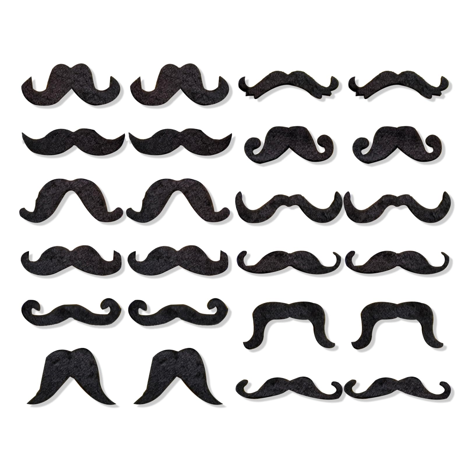 24 Pcs Fake Moustache,Stick On Mustache Mexican Fancy Dress False Moustaches Adults Funny Black Beards Realistic Self Adhesive Curly Mustaches Goatee Set for Pirate Cosplay Costume (B)