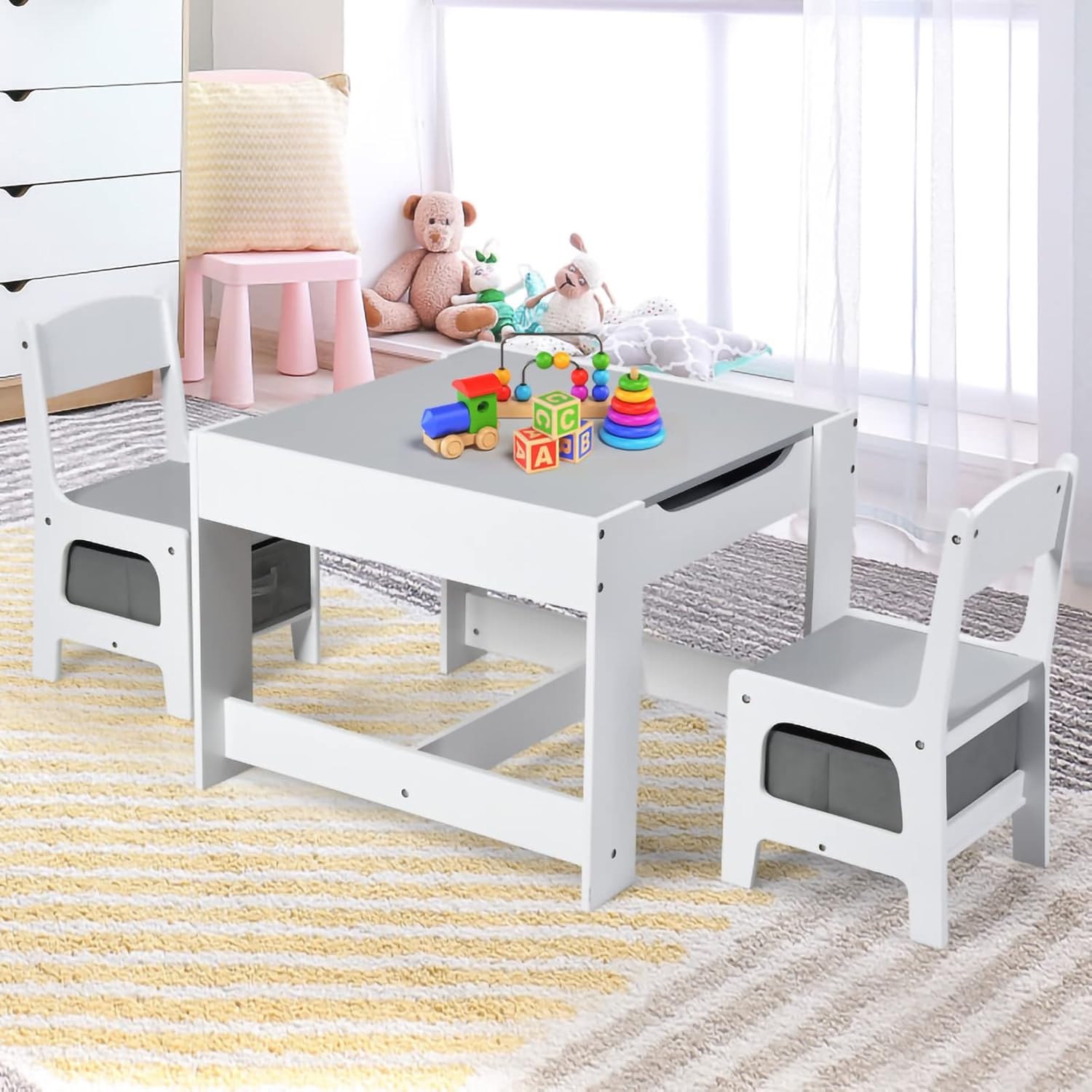 Writing Table and Chair Set, School Learning Table with