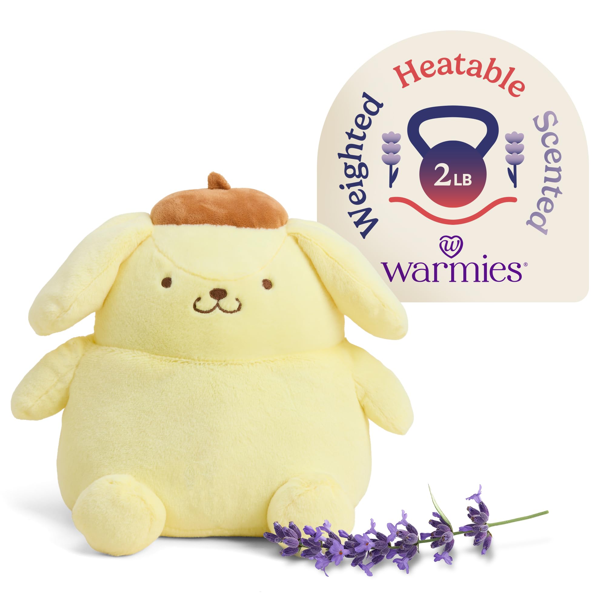 warmies x Hello Kitty - Microwavable & Weighted Stuffed Animals, Pompompurin - Heated Stuffed Animal Plushie for Warmth & Comfort - Scented Soft Plush Toys for Adults & Children (Boys & Girls)