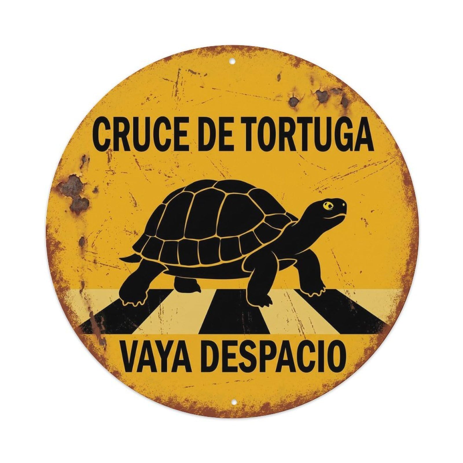 Turtle Crossing Go Slowly Worn 1 Metal Tin Sign