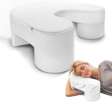 JZHLLA Large Side Sleep Pillow for Side Sleeper, Free Space for Arm Shoulder Pillow, High Density Foam, Ergonomic U-Shaped to Reduce Arm Shoulder Strain, Pain Relief