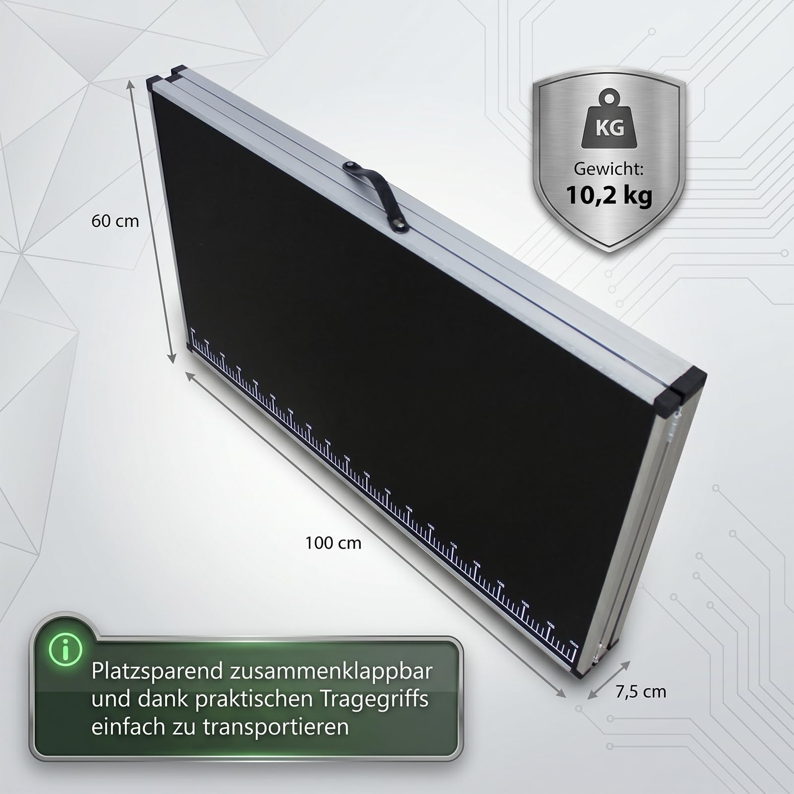 TRUTZHOLM Tapeziertisch klappbar aus Aluminium 300x60 cm | Mehrzwecktisch mit praktischer Messsskala | bis 30kg belastbar, stabile 3mm Dicke MDF-Platte