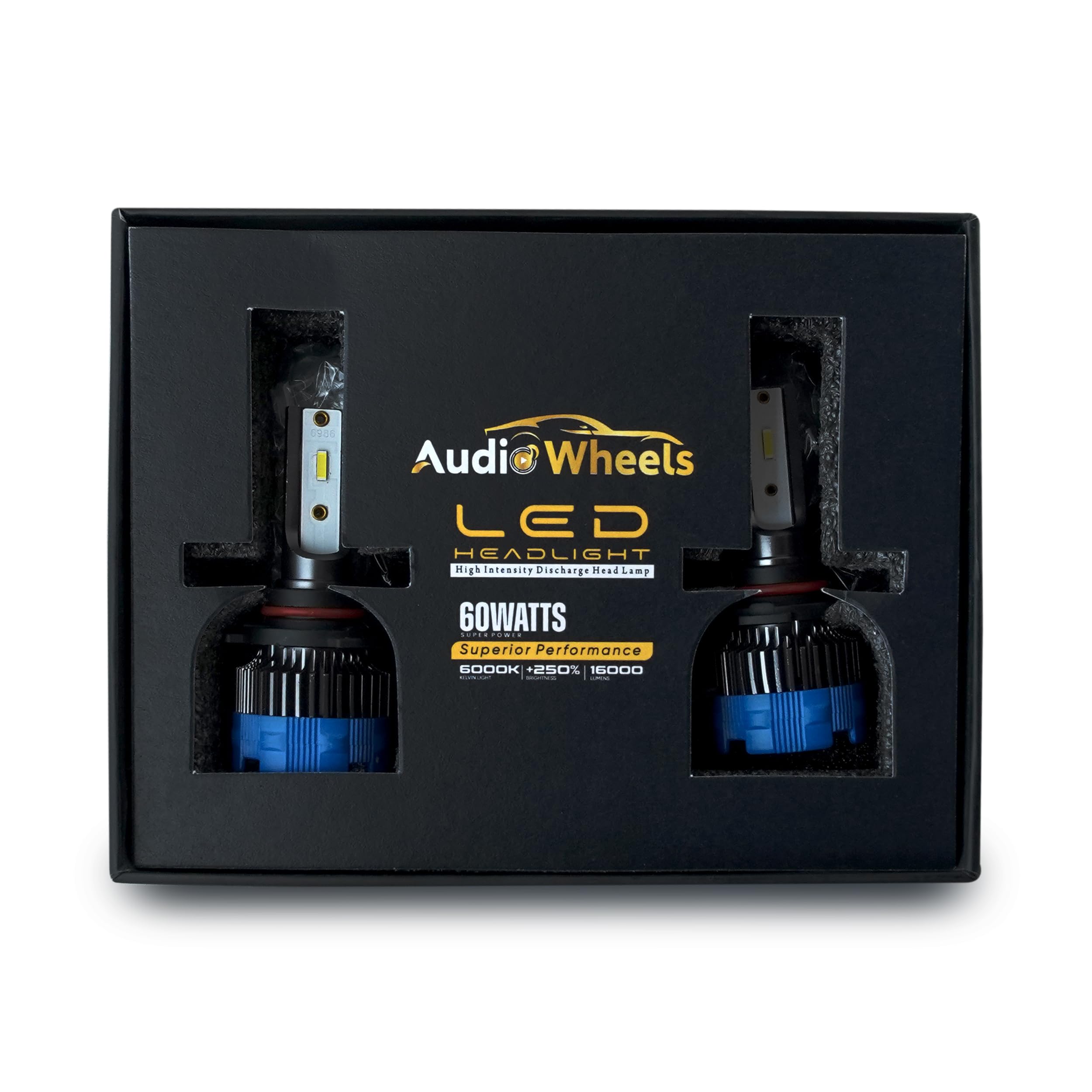 Audio Wheels 9005 60W Car Led Headlight Bulbs,16,000 Lumens Super Bright LED Headlight Conversion Kit for Cars 6000K Cool White Quick Installation Halogen Replacement, Pack of 2 (9005-60W) - Image 5 thumbnail