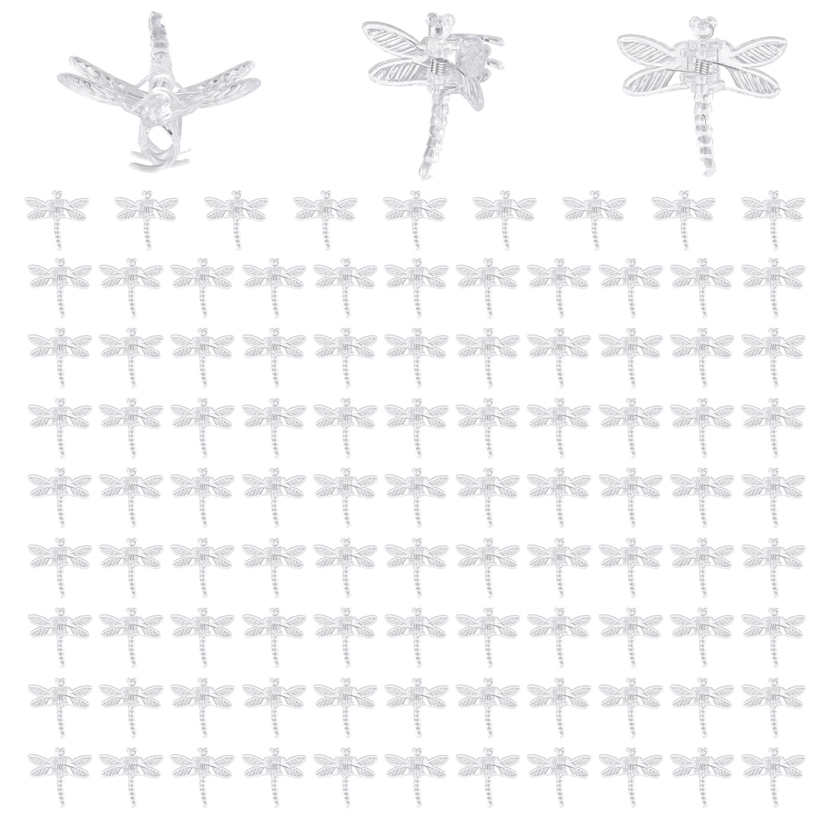 Penitue 100pcs Orchid Stake Clips for Plants Support, Clear Dragonfly Plant Holder Clip Cute Garden Flower Vine Clips for Supporting Stems Vines Stalks Climbing Plant Grow Upright (Transparent)
