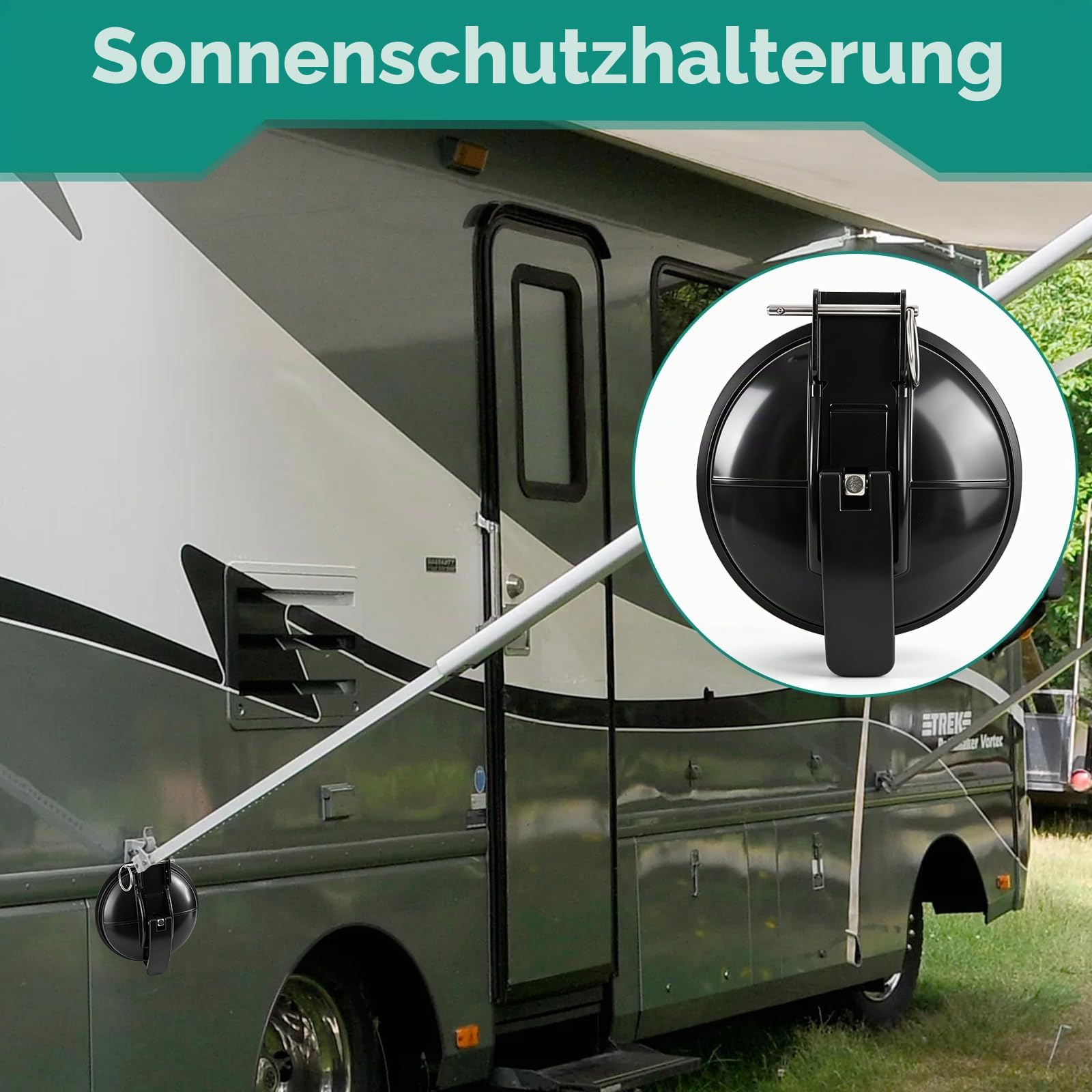 2 Stück Markisenhalter, Halterung Für Markisenfuß, Markisenfusshalter für Camper, Wohnmobil, Wohnwagen für VW T5/T6, Mercedes Marco Polo, Ford Transit und FIAT Ducato Wohnmobile