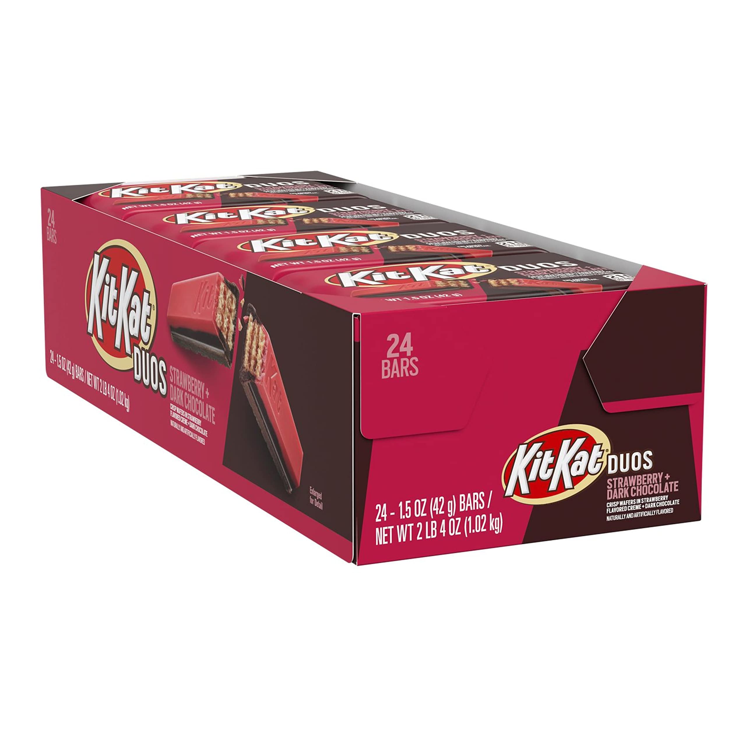 Buy KIT KAT DUOS Dark Chocolate and Strawberry Flavored Creme Wafer Candy, Bulk, Individually