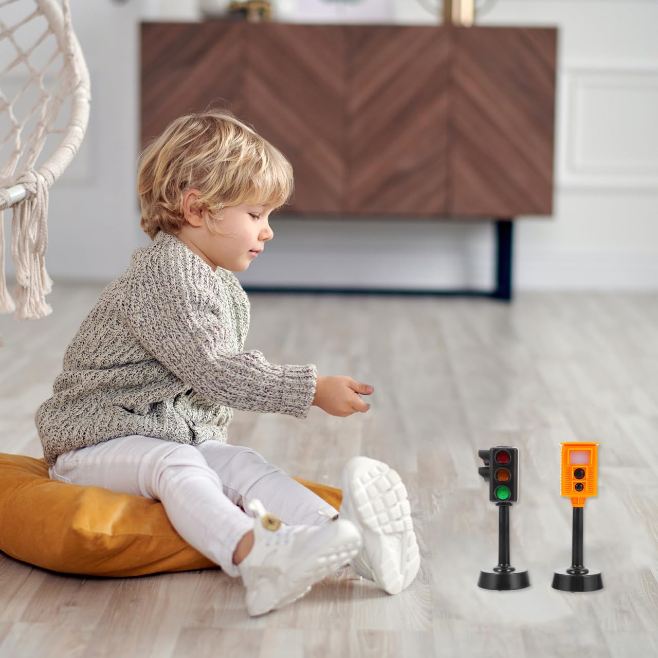 Tomaibaby Kinderspielzeug Verkehrssignal Ampel Mit Blinklicht Und Sound Für Frühkindliche Verkehrserziehung Und Rollenspiele 2 Stück 4.84X1.81X1.81In