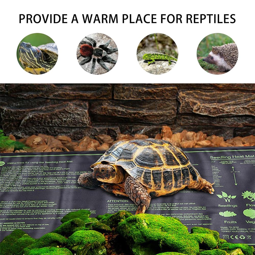Estera calefactora para Plantas, Alfombrilla de Calor para Plantas con Controlador de termostato,de Plantas y Reptiles para Jardín Hidropónico Cultivo Manta Térmica de Semilla Negro 20x 10 inch