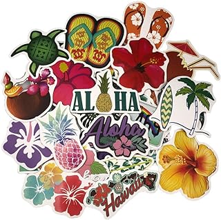 50 Pieces Watercolor Hawaiian Tropical Summer Stickers Decals for Waterbottle Laptop Scrapbooking Journal Planner Card Making