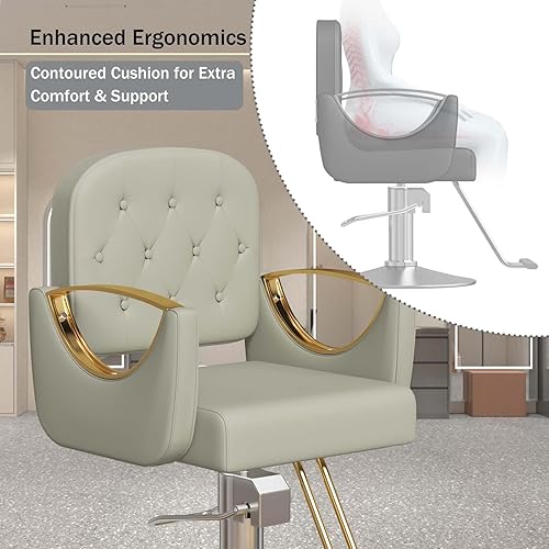 Miniatura 8 de Silla de peluquería silla de salón de 360 grados giratorias, silla de peluquería hidráulica con capacidad de hasta 330 libras, equipo de spa de