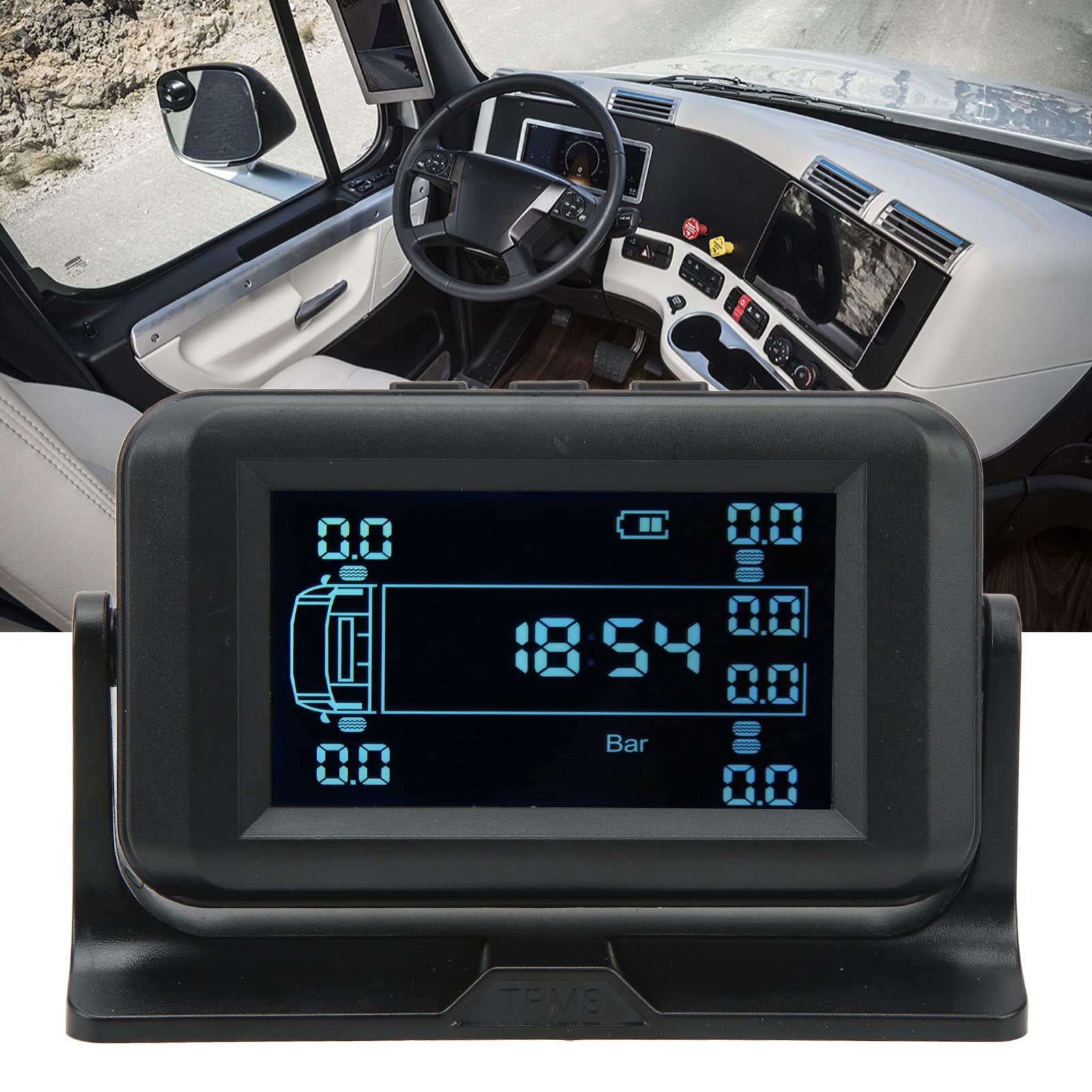 de Control de Presión de Neumáticos 6 Sensores Externos para Camión de 6 Ruedas RV Alarma de Alta Presión Baja IP67 Fuente de Alimentación Solar USB
