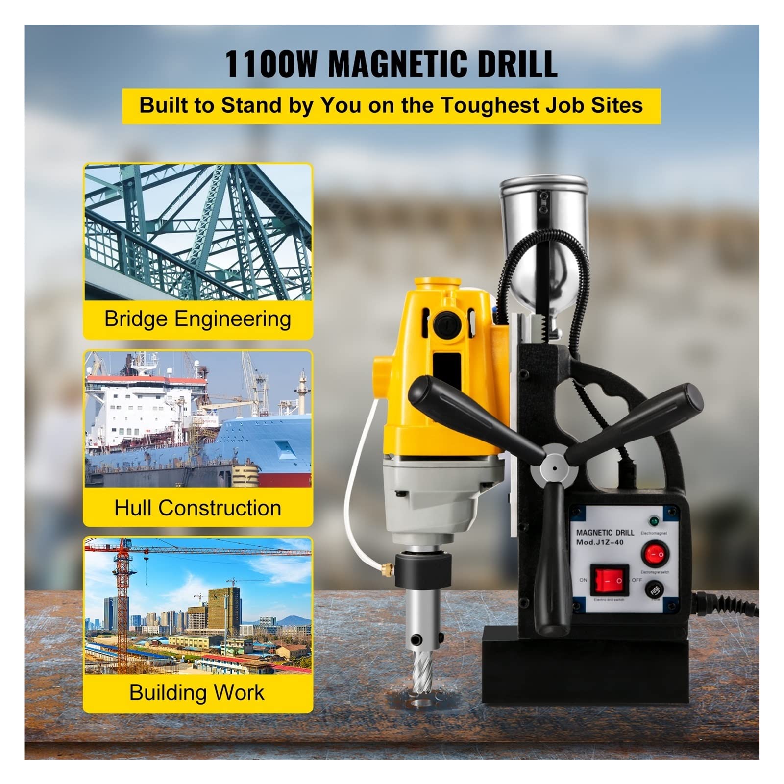 Trapano Magnetico 980W 1100W 1200W Macchina elettrica della Piattaforma di Produzione del banco for la Struttura d'Acciaio di ingegneria MD40 MB23 BRM35(MD40-11PCS)