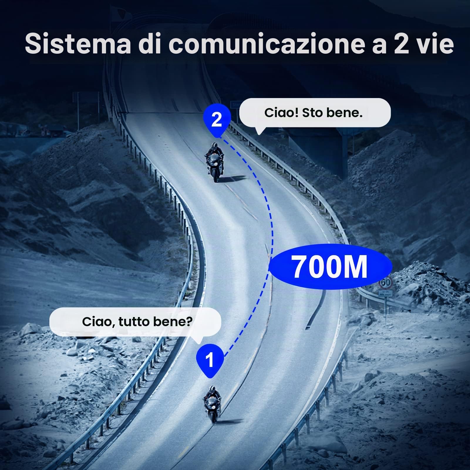 EJEAS V7 Interfono Moto Bluetooth Coppia Auricolare Bluetooth Per Casco fino a 7 Motociclisti, Sistema di Comunicazione Motocicli con Cancellazione del Rumore per Moto/ATV/Moto Da Cross