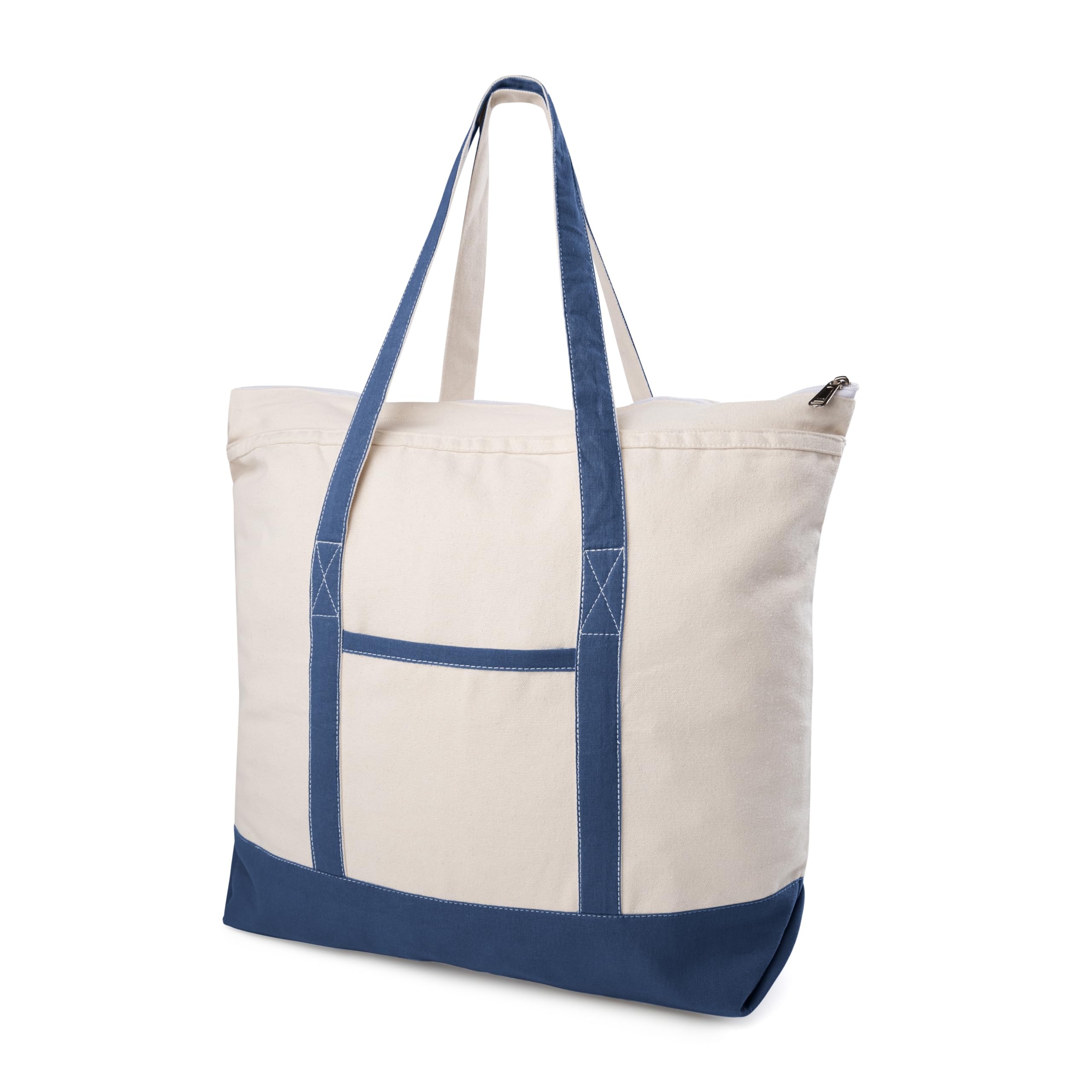 SOUS HOUSE Canvas Tote Bag with Zipper & External Pocket, Reusable Grocery Shopping Tote…