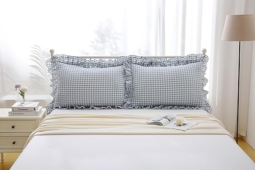 Vista 22 de Fundas de almohada cuadradas blancas con volantes, fundas de almohada europeas, 100% algodón, 18 x 18 pulgadas, 2 unidades Blanco 3