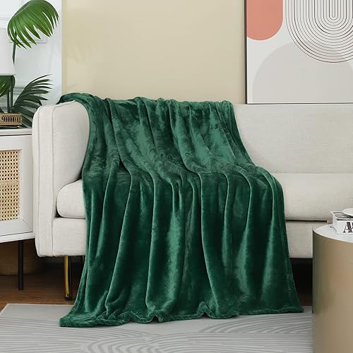 Miniatura 2 de JIAHANNHA Manta de franela de forro polar, tamaño Queen, color verde, de 90 x 90 pulgadas, para sofá, cama, 280 GSM, felpa súper suave, acogedora y