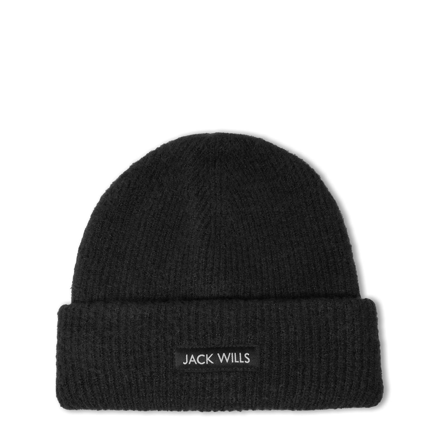Jack Wills Unisex Rib Knitted Beanie Black Mens