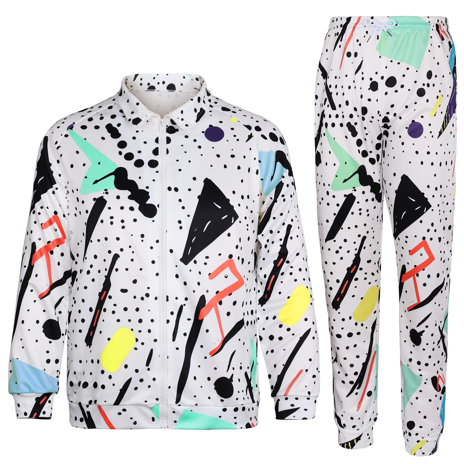 Arssm Retro 80s 90s Outfit Sets for Men Vintage Jacket and Joggers Sweatpants 80s Tracksuit Streetwear